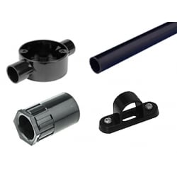 20mm Black PVC Round Conduit & Accessories