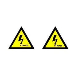 QLU LS35T35 2 x self adhesive yellow warning triangles 35x35mm