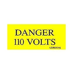 QLU LS803516 Yellow self adhesive label with Danger 110volts