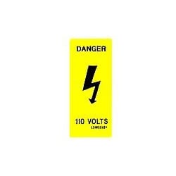 QLU LS803521 Yellow label with a Danger Flash 110volts vertical