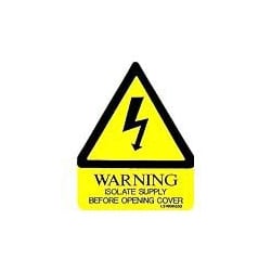 QLU LS1008030 yellow triangle Warning Isolate before Opening Cover