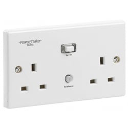 Powerbreaker H22WPSA-C RCD 2g x 13amp White Flush Socket 30mA