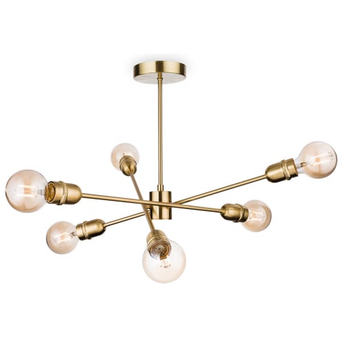 Firstlight 3702BR Trident 6 Light semi flush fitting in brass