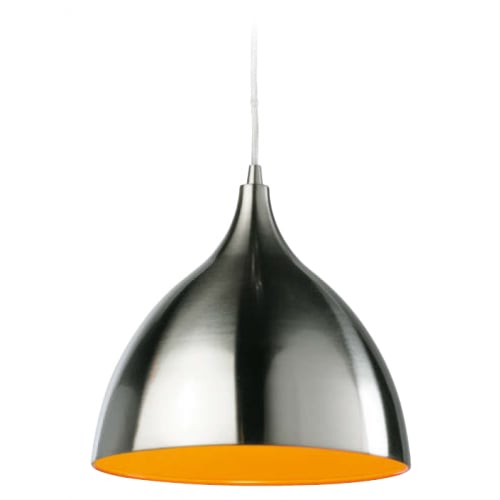 Firstlight 5745BSOR Cafe Pendant Brushed Steel with Orange inner