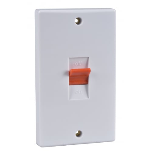 Schneider GU4020 Ultimate 2 Gang 45a DP White Tall Oblong Switch