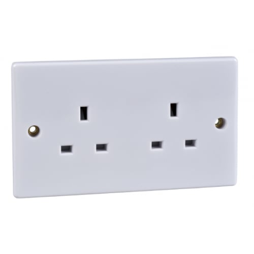 Schneider GU3060 Ultimate 2 Gang 13amp Flush White Un-Switched Socket