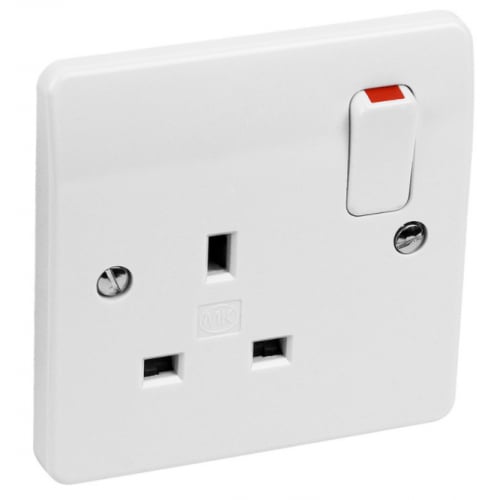 MK K2757WHI 1 Gang 13 Amp BASIC White DP Switched Socket Logic Plus