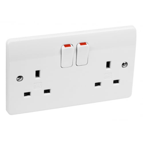 MK K2747WHI 2 Gang 13 Amp White DP Switched Socket Logic Plus