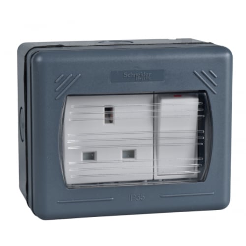 Schneider GWP3010 1g 13a outdoor switch socket IP55 (IP4X in use)