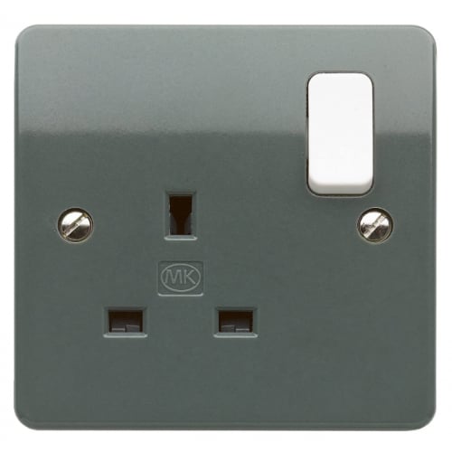 MK K2757GRA 1 Gang 13 Amp DP Graphite Part M Compliant Switched Socket Logic Plus