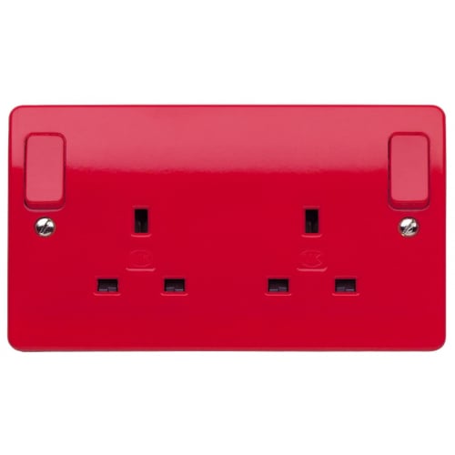 MK K2746D1RED 2 Gang 13 Amp Red Switched Socket