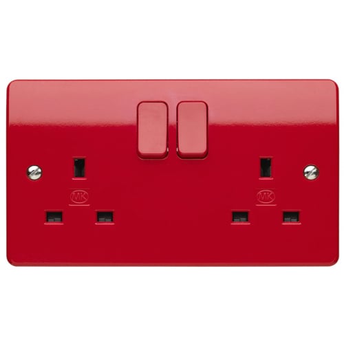 MK K2747D1RED 2 Gang 13 Amp Red DP Switched Socket Logic Plus