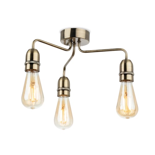 Firstlight 2883AB Leon 3 Light Flush Ceiling Antique Brass