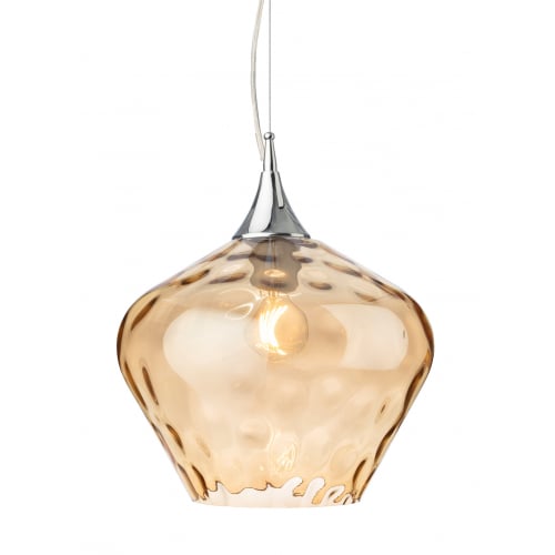 Firstlight 2930AM Titan Pendant Chrome with Amber Glass