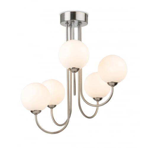 Firstlight 2887BS Lyndon 5 Light Flush Ceiling Brushed Steel