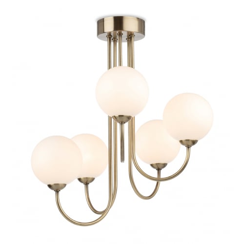 Firstlight 2887AB Lyndon 5 Light Flush Ceiling Antique Brass