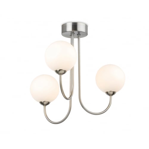 Firstlight 2886BS Lyndon 3 Light Flush Ceiling Brushed Steel