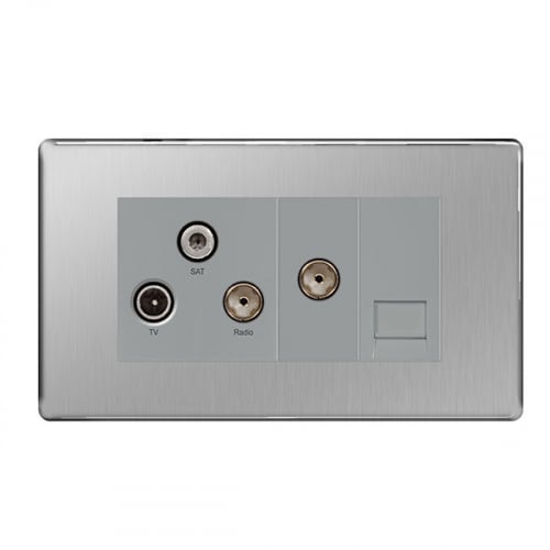 BG FBS68-01 TV/FM/Satellite/Return/Phone Socket Brushed Steel