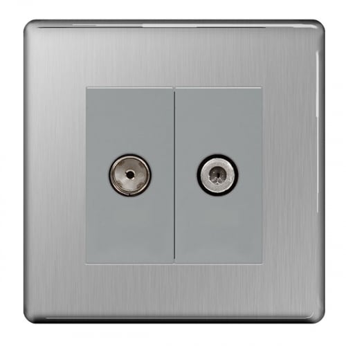 BG FBS65-01 TV/FM Co-Axial + Satellite Socket Brushed Steel