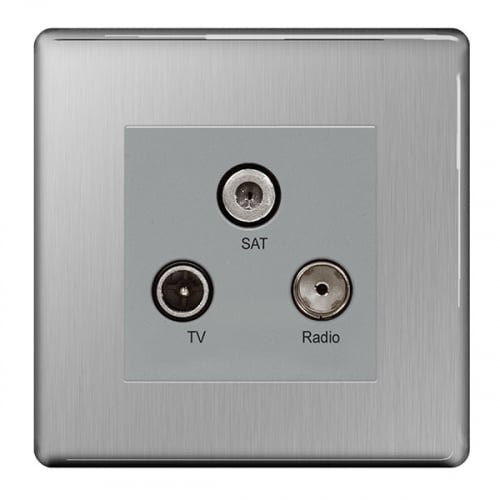 BG FBS67-01 TV/FM/Satellite Triplexer Socket Brushed Steel