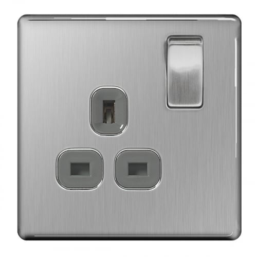 BG FBS21G-01 1 Gang 13a Switch Socket Brushed Steel