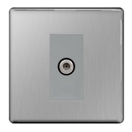 BG FBS64-01 1 Gang Satellite Socket Brushed Steel