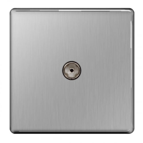 BG FBS60-01 1 Gang Co-Axial Socket Brushed Steel