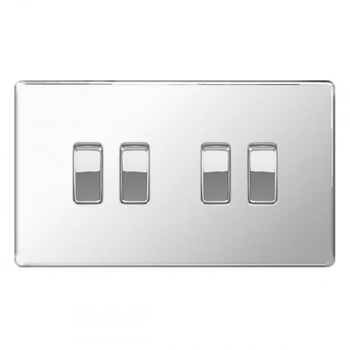 BG FPC44-01 4 Gang 2 Way Switch Polished Chrome