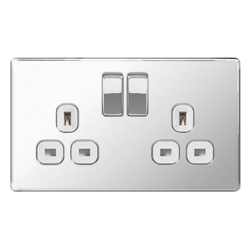 BG FPC22W-01 2 Gang 13a Switch Socket Polished Chrome