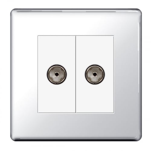 BG FPC61-01 2 Gang Co-Axial Socket Polished Chrome