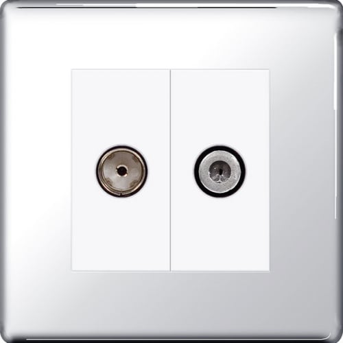 BG FPC65-01 TV/FM Co-Axial + Satellite Socket Polished Chrome