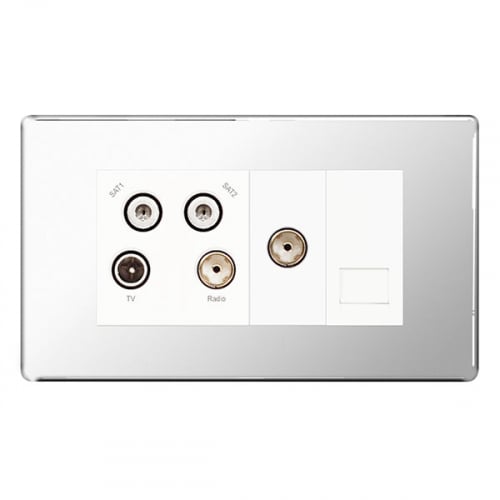 BG FPC69-01 Quadplexer TV/FM/2 x Satellitte/Return/Phone Socket Polished Chrome