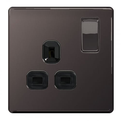 BG FBN21B-01 1 Gang 13a Switch Socket Black Nickel