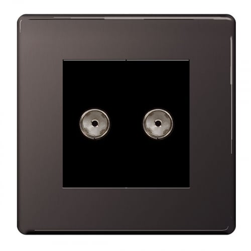 BG FBN61-01 2 Gang Co-Axial Socket Black Nickel