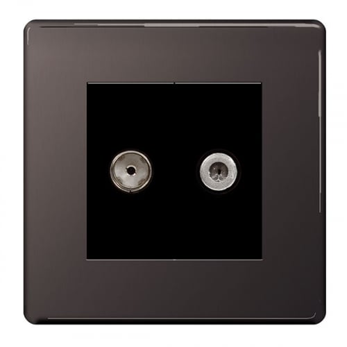 BG FBN65-01 TV/FM Co-Axial + Satellite Socket Black Nickel