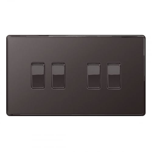 BG FBN44-01 4 Gang 2 Way Switch Black Nickel