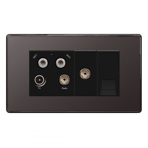 BG FBN69-01 Quadplexer TV/FM/2 x Satellite/Return/Phone Socket Black Nickel