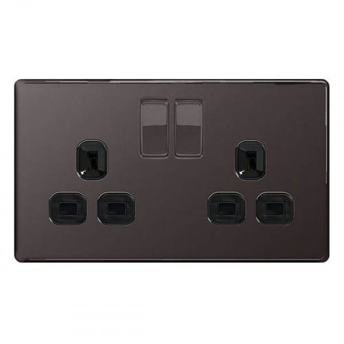 BG FBN22B-01 2 Gang 13a Switch Socket Black Nickel