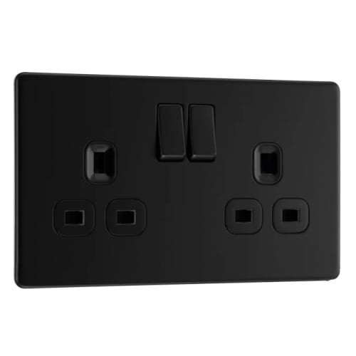 BG FFB22B-01 2 Gang 13a Switch Socket Matt Black