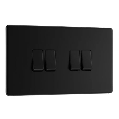 BG FFB44-01 4 Gang 2 Way Switch Matt Black