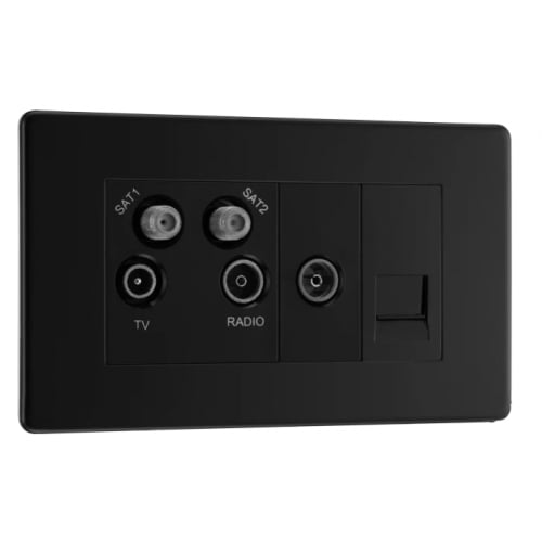 BG FFB69-01 Quad/Satellite Return/Phone Socket Matt Black