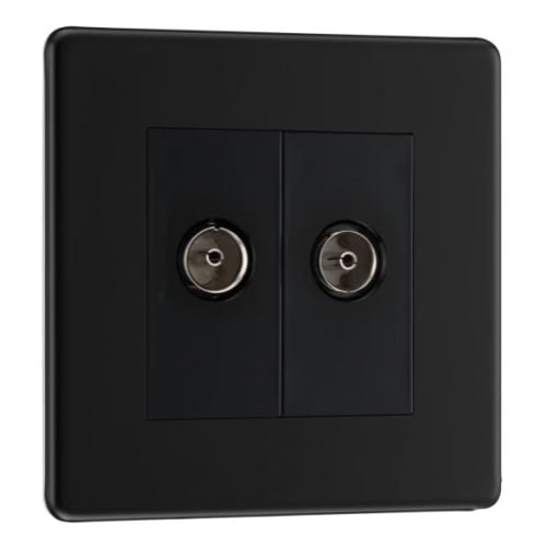 BG FFB61-01 2 Gang Co-Axial Socket Matt Black